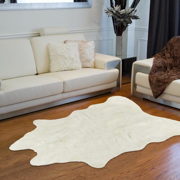 Luxe Home Decor Classic Faux Hide Rug | 1-Piece | Off-white | 5.25'x7.5' - Picture 2 of 3